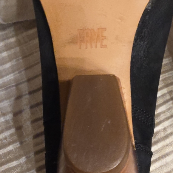 Frye Black Leather Ankle Booties with Wooden Heel - Picture 10 of 16